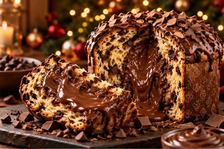 Chocotone de chocolate com recheio cremoso