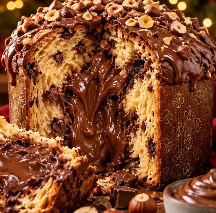 Panetone recheado de chocolate